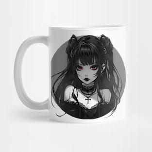 Gothic Anime Waifu Girl Round Design Mug